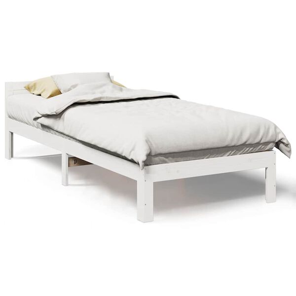vidaXL Bedframe zonder matras massief grenenhout wit 90x200 cm