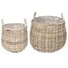 vidaXL Plantermand met opslag 2 pcs Grijs Lacak Riet