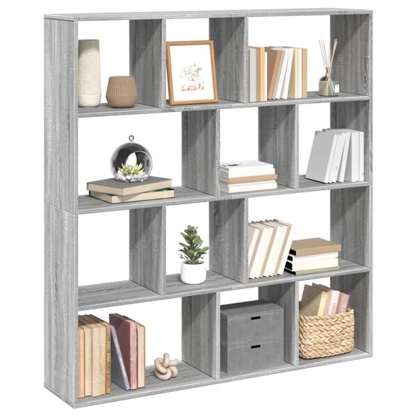 vidaXL Boekenkast 132x29x141,5 cm bewerkt hout grijs sonoma eiken