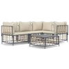 vidaXL 5-delige Loungeset met kussens poly rattan antracietkleurig