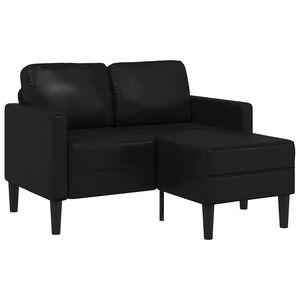 vidaXL Tweezitsbank met chaise longue L-vorm zwart 125 cm kunstleer