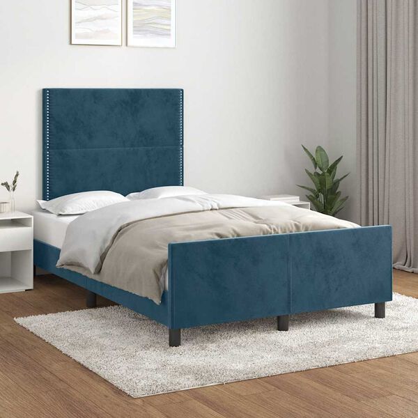 vidaXL Bedframe zonder matras 120x200 cm fluweel donkerblauw