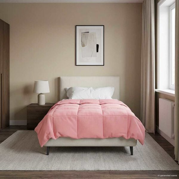 vidaXL Vol jaar dekbed Gekwilt Roze 135 x 200 cm Microfiber