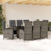 vidaXL 9-delige Tuinset met kussens poly rattan grijs