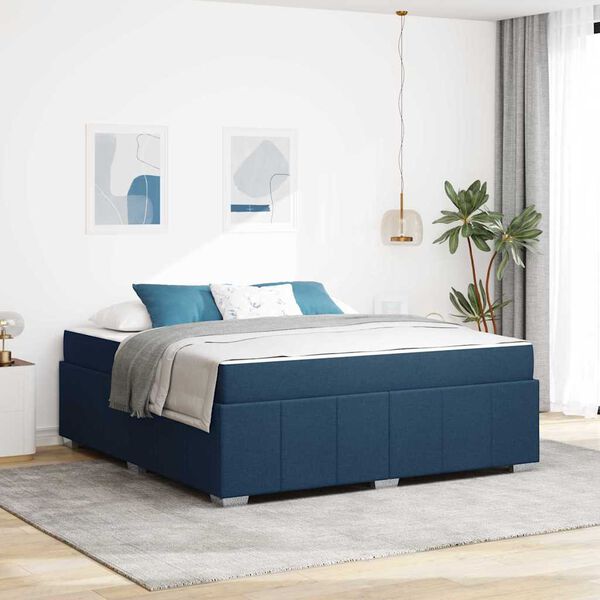 vidaXL Bedframe met matras Blauw 180 x 200 cm Stof