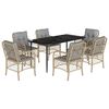 vidaXL 7-delige Tuinset met kussens poly rattan gemengd beige