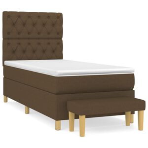 vidaXL Boxspring met matras stof donkerbruin 80x200 cm