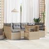 vidaXL Tuin Sofa Set met opslag 7 pcs Beige Poly riet