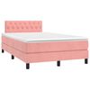 vidaXL Boxspring met matras en LED fluweel roze 120x200 cm