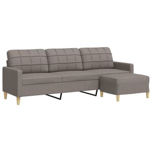 vidaXL Driezitsbank met voetenbank 210 cm stof taupe