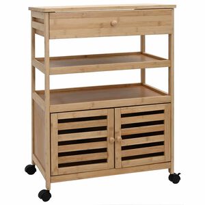 vidaXL Keukentrolley met Wielen Naturel 59,5 x 36 x 82 cm Bamboe