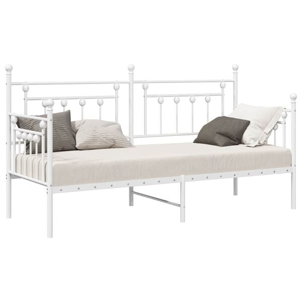 vidaXL Bedframe voor een daybed met hoofdeinde Wit 80 x 200 cm Staal