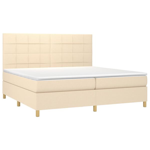 vidaXL Boxspring met matras stof cr&egrave;mekleurig 200x200 cm