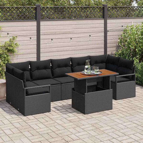 vidaXL Tuin Sofa Set met kussen met kussen 8 pcs Zwart en Bruin