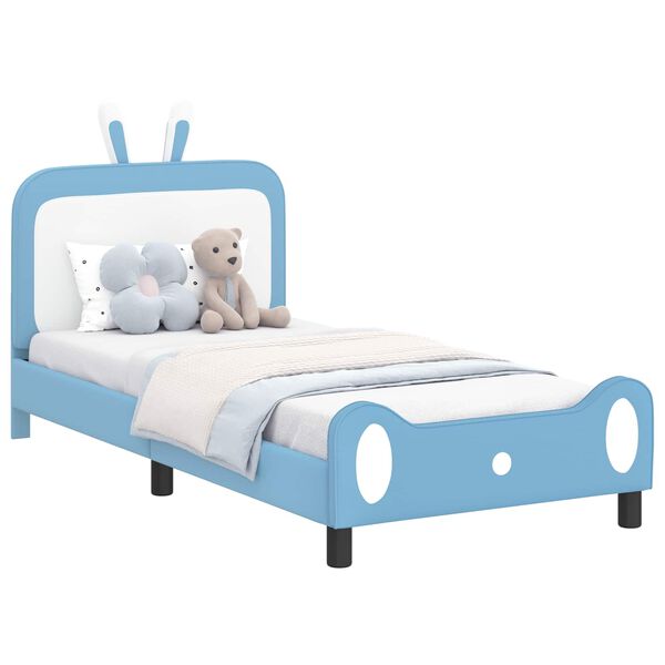 vidaXL Bedframe voor kinderen met hoofdbord Blauw 80 x 200 cm PU