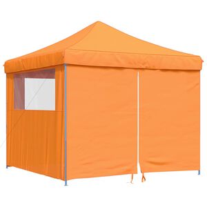 vidaXL Partytent inklapbaar pop-up met 4 zijwanden oranje