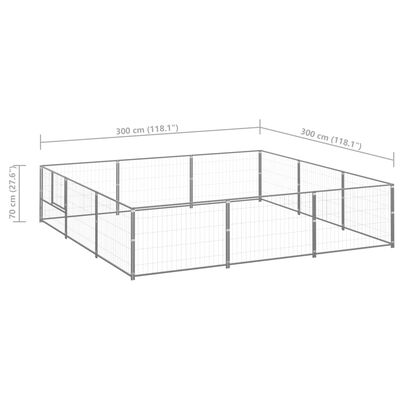 vidaXL Hondenkennel 9 m² staal zilverkleurig