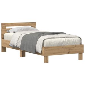vidaXL Bedframe met LED Artisan Eiken 100 x 200 cm Bewerkt hout