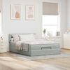 vidaXL Ottoman bed met matras en LED's 140x190cm fluweel lichtgrijs