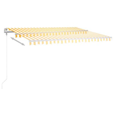 vidaXL Luifel handmatig uittrekbaar met LED 4,5x3,5 m geel en wit