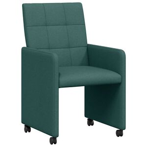 vidaXL Eetkamerstoelen met Wieltjes 2 st Stof Donkergroen