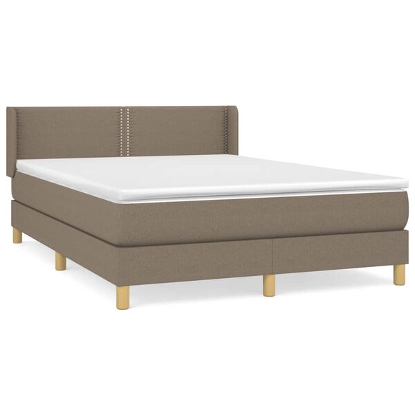 vidaXL Boxspring met matras stof taupe 140x190 cm