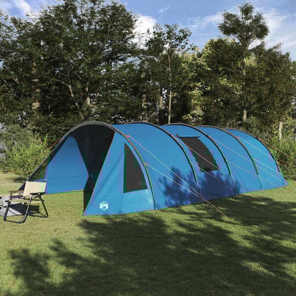 vidaXL Tunneltent met dak met opslag Blauw en Grijs 778 x 356 x 210 cm