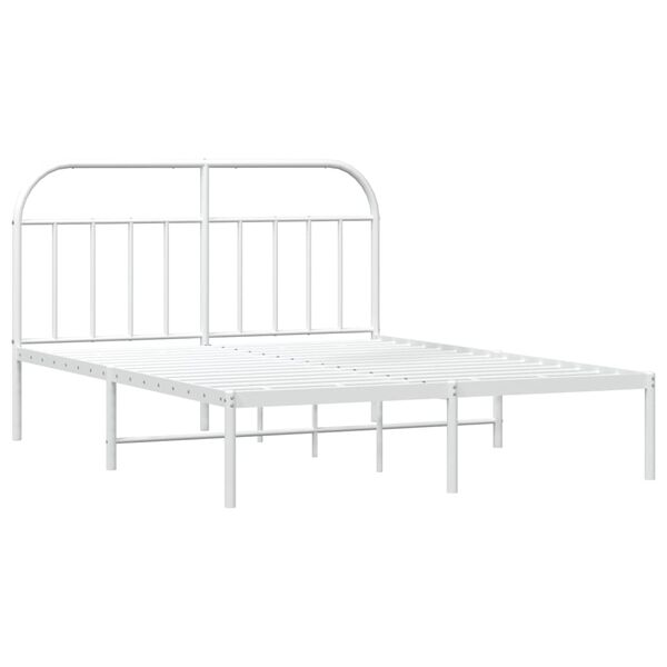 vidaXL Bedframe met hoofdbord metaal wit 140x190 cm