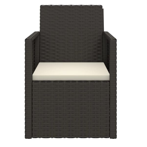 vidaXL 3-delige Loungeset met kussens poly rattan zwart