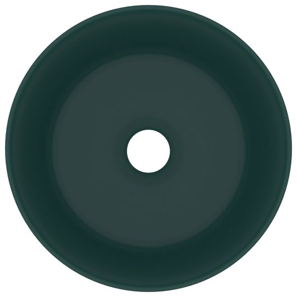 vidaXL Wastafel rond 40x15 cm keramiek mat donkergroen