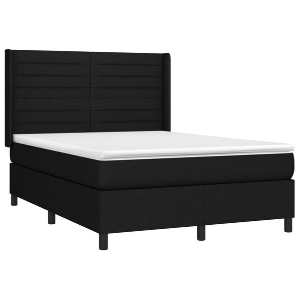 vidaXL Boxspring met matras en LED stof zwart 140x190 cm