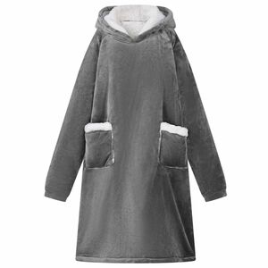vidaXL Deken hoodie Donkergrijs M Fleece en Flanel