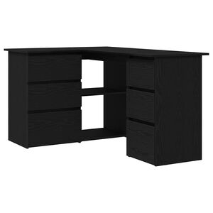 vidaXL Bureau Zwart Eiken Bewerkt hout 145 x 100 x 76 cm
