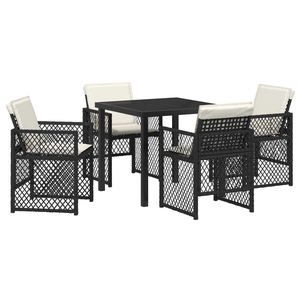 vidaXL Tuin Eetset 5 pcs Zwart poly rattan