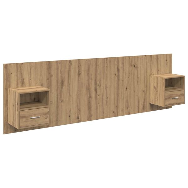 vidaXL Hoofdbord Met Kast met lade 3 pcs Artisan Eiken Bewerkt hout