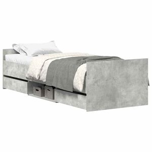 vidaXL Bedframe met hoofd- en voeteneinde betongrijs 100x200 cm