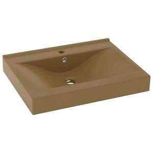 vidaXL Wastafel met kraangat 60x46 cm keramiek matcr&egrave;me