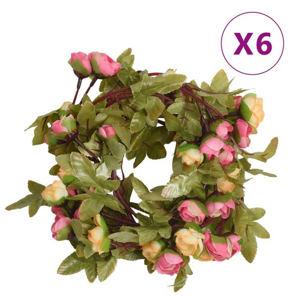 vidaXL Bloemenslingers 6 st 215 cm roze