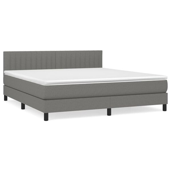 vidaXL Boxspring met matras stof donkergrijs 160x200 cm