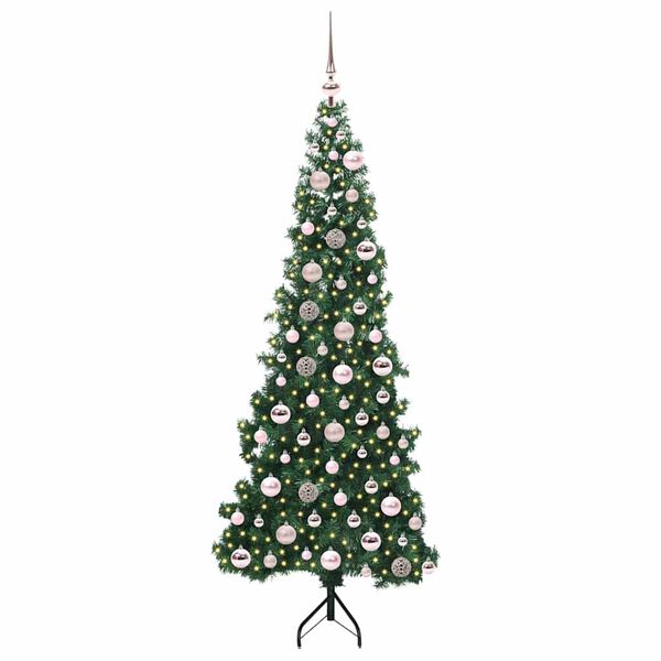 vidaXL Hoek Kunstkerstboom met 300 LED Groen 180 cm PVC en Metaal
