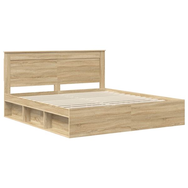 vidaXL Bedframe met hoofdeinde Sonoma 180 x 200 cm Massief grenenhout