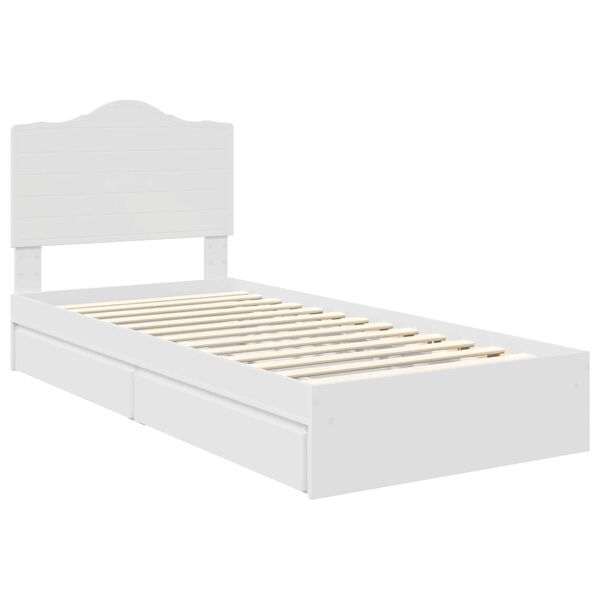 vidaXL Opslag bed met hoofdeinde met lade Wit 75 x 190 cm Bewerkt hout