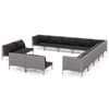 vidaXL 13-delige Loungeset met kussens poly rattan donkergrijs