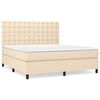 vidaXL Boxspring met matras stof cr&egrave;mekleurig 180x200 cm
