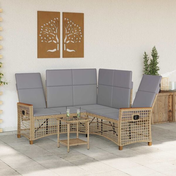 vidaXL Tuin Ligbank Set Beige en Licht Grijs 164 x 164 x 112 cm