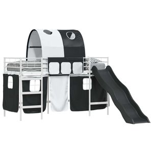 vidaXL Loftbed voor Kids Wit en zwart 74,5 x 190 cm Metaal