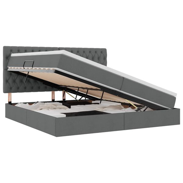 vidaXL Opslag bed met matras Donkergrijs 200 x 200 cm Polyester