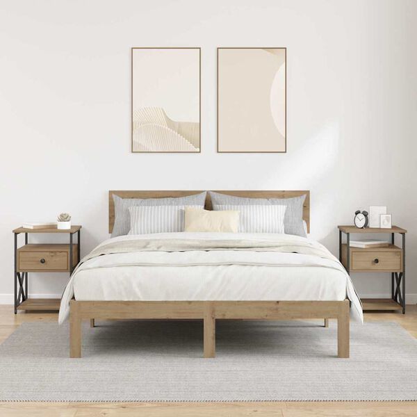 vidaXL Nachtkastje 2 pcs Artisan Eiken 40 x 42 x 55 cm Bewerkt hout