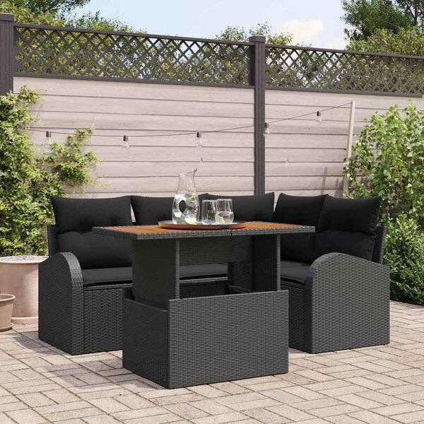 vidaXL Tuin Sofa Set met kussen 5 pcs Zwart