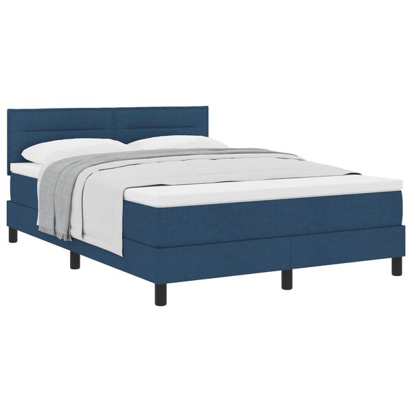 vidaXL Boxspringbed met matras met hoofdeinde Blauw 140 x 200 cm Stof